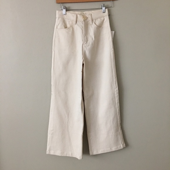WHIMSY + ROW Flora Pant High Rise Wide Leg Natural 27 - Picture 2 of 5